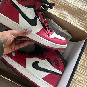 Nike Red and White High-Top Sneakers